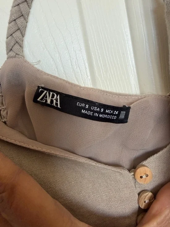 Zara Beige Button-Front Midi Dress - Picture 8 of 8